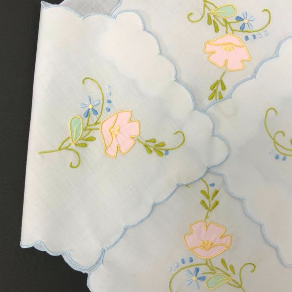 Vintage Bread Busket Napkin Hand Embroidered Flowers - Picture 13 of 16